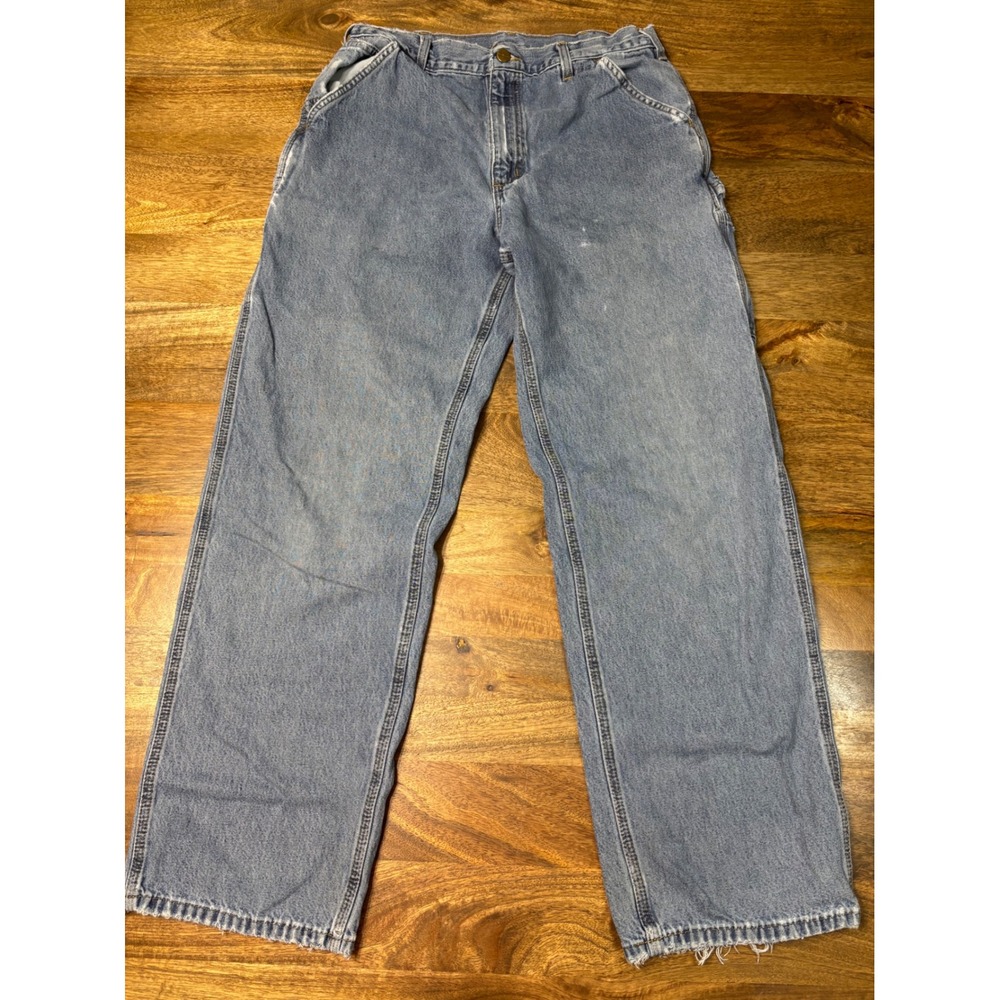 Carhartt B13 DPS Mens 34x32 Carpenter Jeans Distressed Light Wash Denim Pants